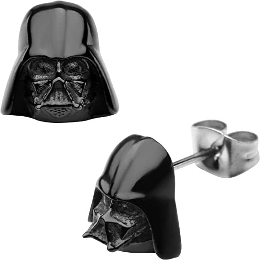 Star Wars Jewelry Unisex 3D Darth Vader Stainless Steel Stud Earrings