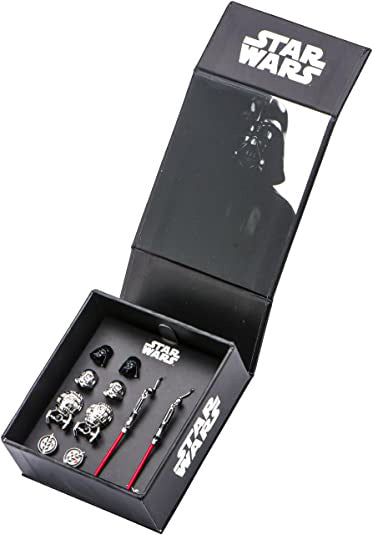 Star Wars Jewelry Unisex Adult Stainless Steel Dangle Charm Stud Earrings Set, Silver, One Size